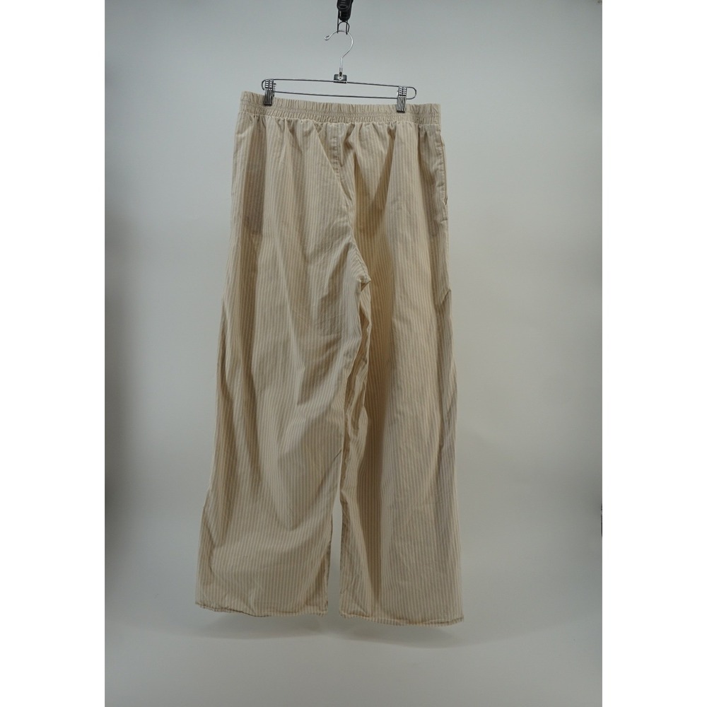 100% cotton Striped Lounge Pants Coastal Cottagecore Beachy Scandi Tan sz M - Picture 4 of 6